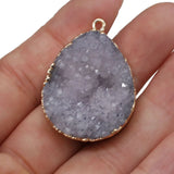 Natural Druzy Agates Pendants Charms Stone Water Drop Shape DIY Necklace Making