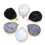 Natural Druzy Agates Pendants Charms Stone Water Drop Shape DIY Necklace Making