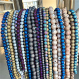 Matte Natural Druzy Agate Stone Bead Rough Round Loose Spacer Geode Beads