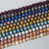Matte Natural Druzy Agate Stone Bead Rough Round Loose Spacer Geode Beads