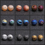 Matte Natural Druzy Agate Stone Bead Rough Round Loose Spacer Geode Beads
