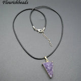 Druzy Amethyst Stone Pendant Leather Cord Necklace