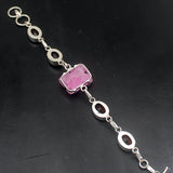 Druzy Blood Red Garnet Silver Charm Bracelet for Women