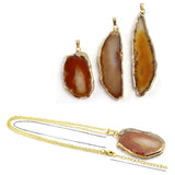 Druzy Geode Agate Slice Crystal Pendant Necklace