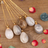 Druzy Geode Agates Oval Perfume Bottle Necklace