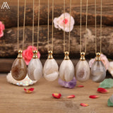 Druzy Geode Agates Oval Perfume Bottle Necklace
