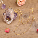 Druzy Geode Agates Stone Pendant Necklace Crystal Quartz Chip Beads Jewelry