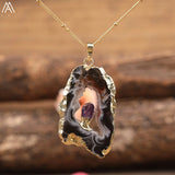 Druzy Geode Agates Stone Pendant Necklace Crystal Quartz Chip Beads Jewelry