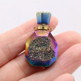 Druzy Perfume Bottle Pendant Essential Oil Diffuser Charm for Jewelry Making