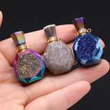 Druzy Perfume Bottle Pendant Essential Oil Diffuser Charm for Jewelry Making
