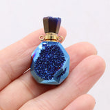 Druzy Perfume Bottle Pendant Essential Oil Diffuser Charm for Jewelry Making