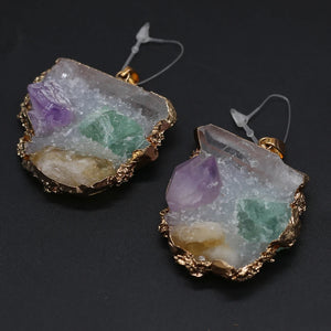 Druzy Stone Pendant Agate Charms for DIY Necklace 40x45-45x50mm