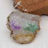 Druzy Stone Pendant Agate Charms for DIY Necklace 40x45-45x50mm
