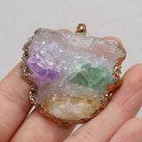 Druzy Stone Pendant Agate Charms for DIY Necklace 40x45-45x50mm