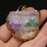 Druzy Stone Pendant Agate Charms for DIY Necklace 40x45-45x50mm