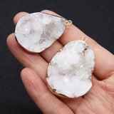 Druzy Stone Pendants Plated Edge Drusy Crystal Cluster Jewelry Necklace Charms