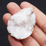 Druzy Stone Pendants Plated Edge Drusy Crystal Cluster Jewelry Necklace Charms