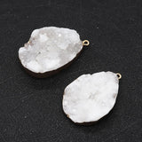 Druzy Stone Pendants Plated Edge Drusy Crystal Cluster Jewelry Necklace Charms