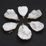 Druzy Stone Pendants Plated Edge Drusy Crystal Cluster Jewelry Necklace Charms