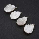 Druzy Stone Pendants Plated Edge Drusy Crystal Cluster Jewelry Necklace Charms