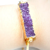 Druzy Stone Square Bracelet Women Boho Wire Wrapped Cuff Bangle