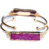Druzy Stone Square Bracelet Women Boho Wire Wrapped Cuff Bangle