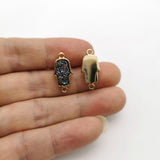 Druzy Agat Hamsa Double Buckle Pendant for Jewelry Making 1PCS