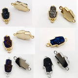 Druzy Agat Hamsa Double Buckle Pendant for Jewelry Making 1PCS
