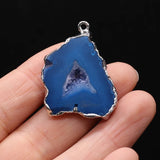 Druzy Stone Pendant Charms Silver Plated Agates DIY Jewelry Necklace