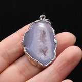 Druzy Stone Pendant Charms Silver Plated Agates DIY Jewelry Necklace