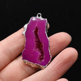 Druzy Stone Pendant Charms Silver Plated Agates DIY Jewelry Necklace
