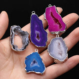 Druzy Stone Pendant Charms Silver Plated Agates DIY Jewelry Necklace