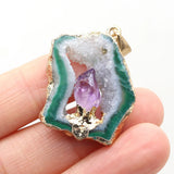 Golden Agate Stone Pendant for DIY Jewelry 27x40mm