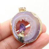 Golden Agate Stone Pendant for DIY Jewelry 27x40mm