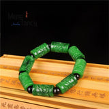 Green Jadeite Longevity Bracelet Charms Retro Fine Jewelry