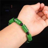 Green Jadeite Longevity Bracelet Charms Retro Fine Jewelry
