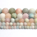 Matte Morganite Round Loose Beads For Jewelry Making 15inch