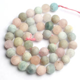 Matte Morganite Round Loose Beads For Jewelry Making 15inch