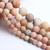 Matte Pink Opal Stone Round Beads 15in 6/8/10/12mm