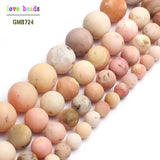 Matte Pink Opal Stone Round Beads 15in 6/8/10/12mm