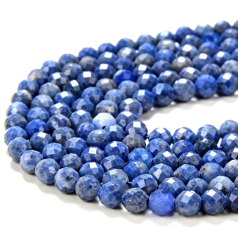 Dumortierite Gemstone Micro Faceted Round Beads 15 inch Strand