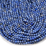 Dumortierite Gemstone Micro Faceted Round Beads 15 inch Strand