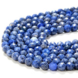 Dumortierite Gemstone Micro Faceted Round Beads 15 inch Strand