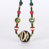 Natural Dzi Bead Pendant Necklace for Women Men