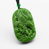 Natural Eagle Green Jade Pendant Necklace Bead Chinese Hand-Carved Charm Jewelry