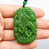 Natural Eagle Green Jade Pendant Necklace Bead Chinese Hand-Carved Charm Jewelry