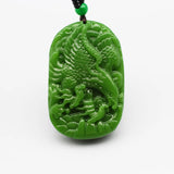 Natural Eagle Green Jade Pendant Necklace Bead Chinese Hand-Carved Charm Jewelry