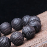 Men's Ebony Wooden Bead Bracelet Buddha Beads Carved Good Luck Stretch