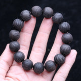 Men's Ebony Wooden Bead Bracelet Buddha Beads Carved Good Luck Stretch