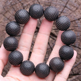 Men's Ebony Wooden Bead Bracelet Buddha Beads Carved Good Luck Stretch